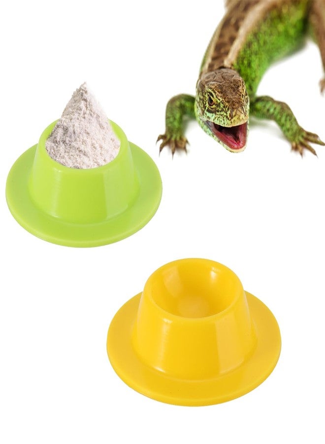MAGNEECH 2 Pcs Color Gecko Calcium Dish,Lizard Gecko Bearded Dragon Chameleon Water Feeding Bowl,Small Reptile Food Dish,Reptile Terrarium Tank Accessories(Green+Yellow) - Image 1